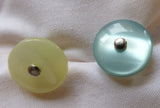 Button Aqua Green Silver Shank Shiny