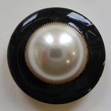 Navy Enamel Ring Edge / Pearl Centre Dome / Shiny