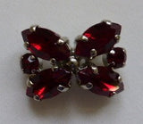 Button Red / "Butterfly" / Diamante / Shiny
