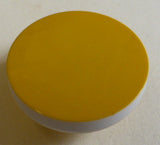 Button Yellow White Pillbox Shape Shiny