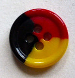 Button Yellow Red Black / Rimmed / Matte