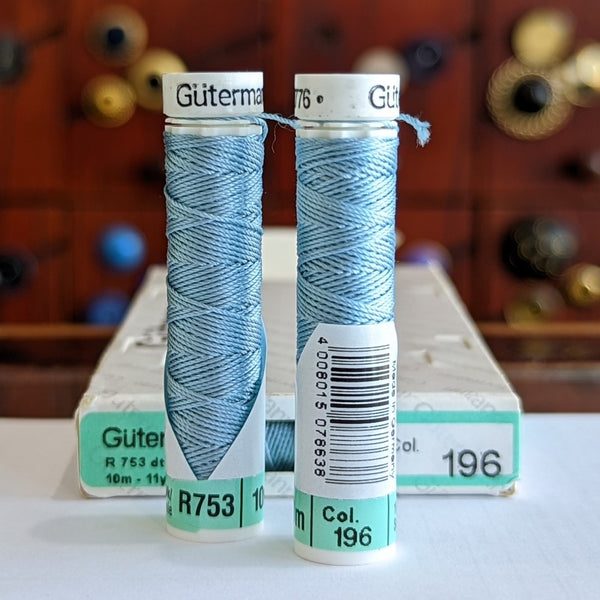 Azure Blue #196 - Gutermann Buttonhole Silk Twist / 10m spool