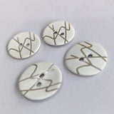 White Shell / Silver Lines / 2 Hole