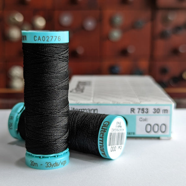 Black #000 - Gutermann Buttonhole Silk Twist / 30m spool