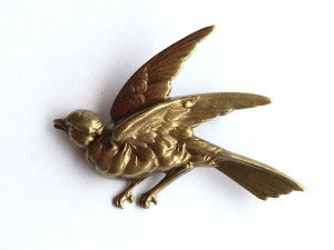 Metal Bird Brooch / Bronze
