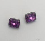 Purple (silver shank) /  Rectangle  / Crystal