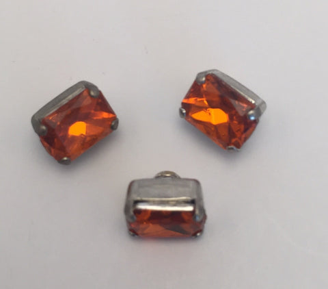 Orange (silver shank) /  Rectangle  / Crystal