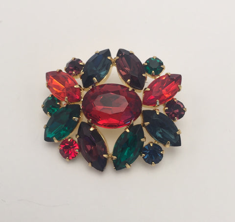 Multi Colour / Diamante Oval Cluster / Shiny