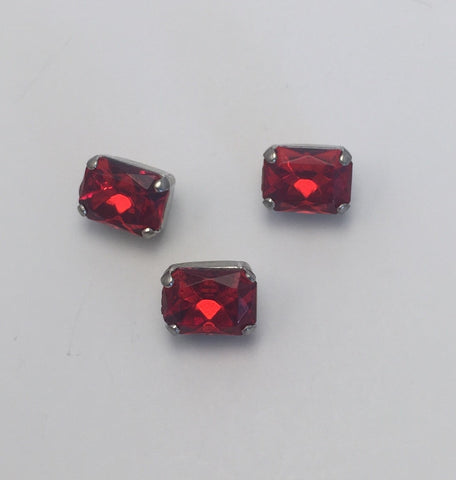 Red (silver shank) /  Rectangle  / Crystal