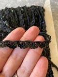Vintage French Trim  with sequins / Black / per metre