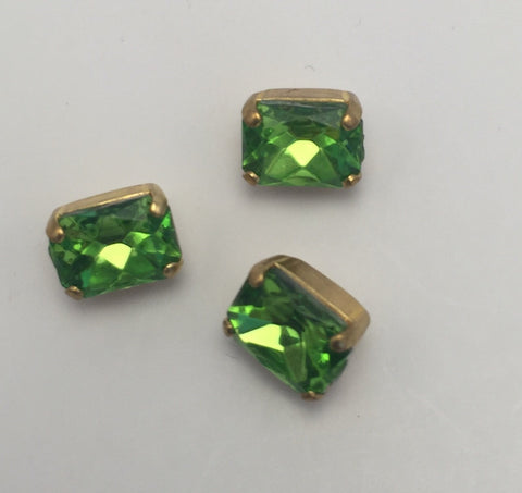 Light Green (gold shank) /  Rectangle  / Crystal