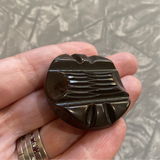Bakelite / Brown Carved / Coat Button