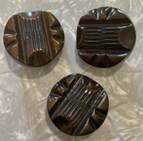 Bakelite / Brown Carved / Coat Button