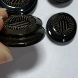 Vintage Fabric and Plastic Button / Brown / Shank
