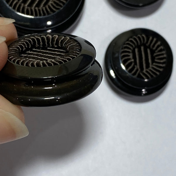 Vintage Fabric and Plastic Button / Brown / Shank