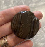 Bakelite / Brown Carved / Coat Button