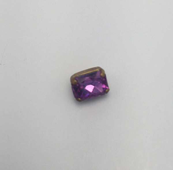 Purple (gold shank) /  Rectangle  / Crystal