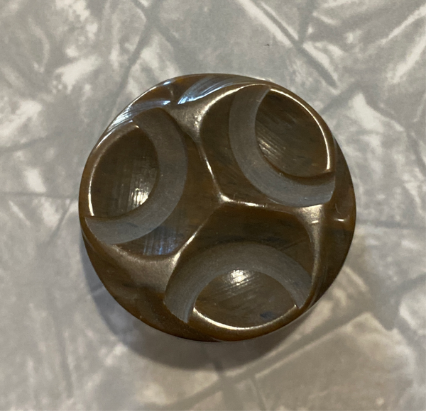 Bakelite / Brown Carved / Coat Button