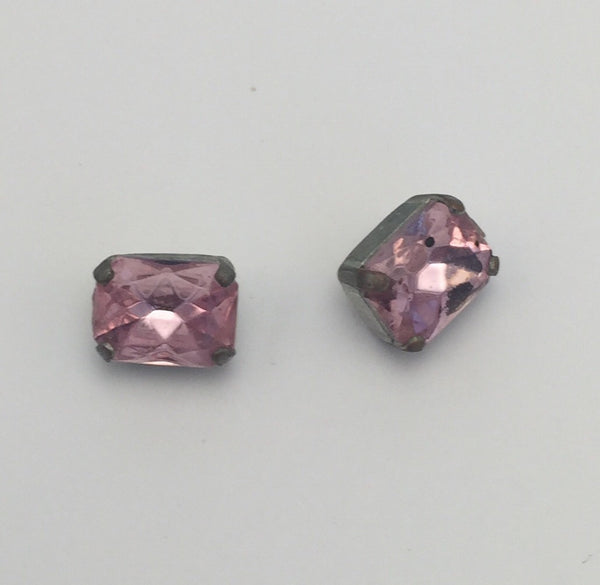 Pink (gold shank) /  Rectangle  / Crystal