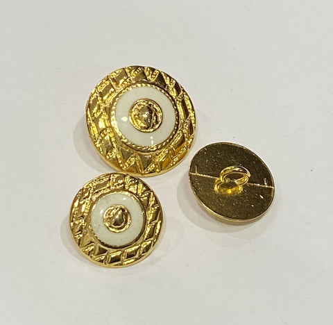 Gold with White Enamel / Metal / Shank