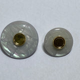 Coloured and etched button / Gold plastic snap shank