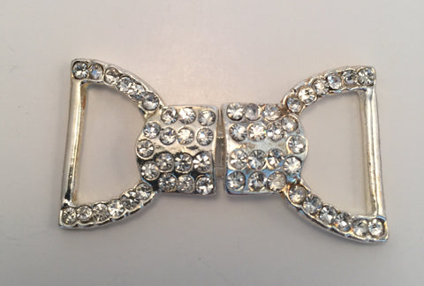 Bow Silver & Diamante Buckle (4.5cmx2.5cm)