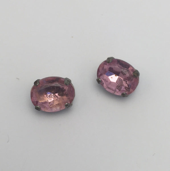Pink (silver shank) /  Oval  / Crystal