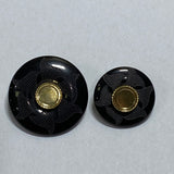 Coloured and etched button / Gold plastic snap shank