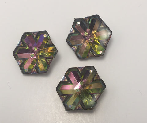 Pink (Green/Yellow) / Hexagon Flower / Shiny