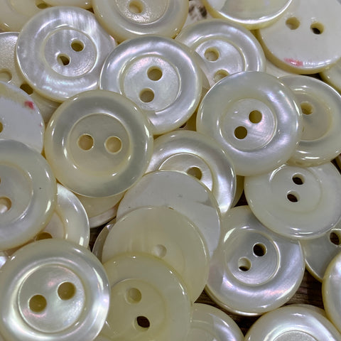 White / Shell / 2 hole / Shiny