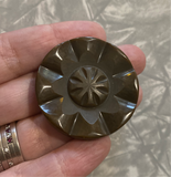 Bakelite / Brown Carved / Coat Button