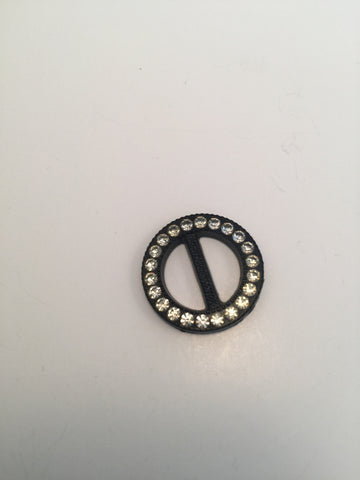 Round Black & Diamante Buckle (2.1cm)