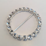 Round Silver & Diamante Buckle (4.8cm)