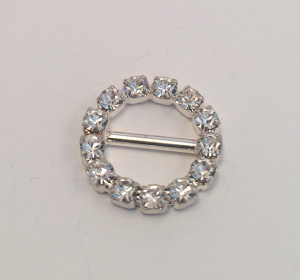 Round Silver & Diamante Buckle (15mm)