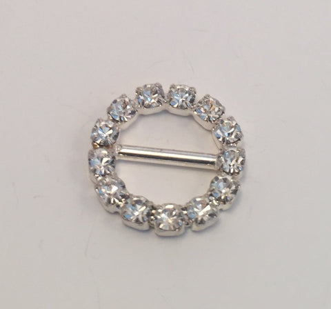 Round Silver & Diamante Buckle (15mm)