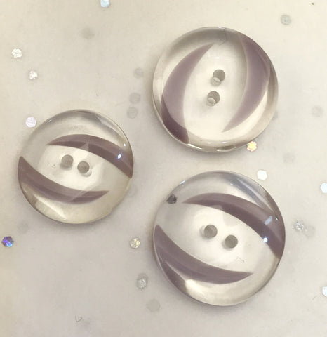 Purple (lilac) swirl and clear button / Curved / Shiny