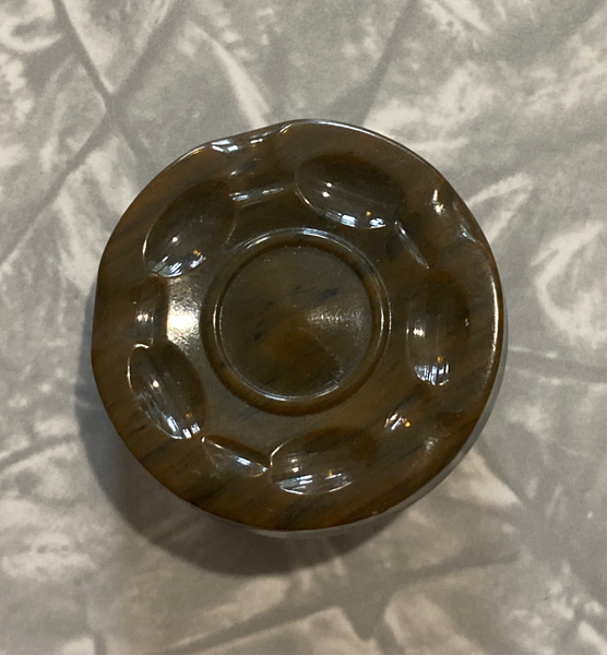 Bakelite / Brown Carved / Coat Button