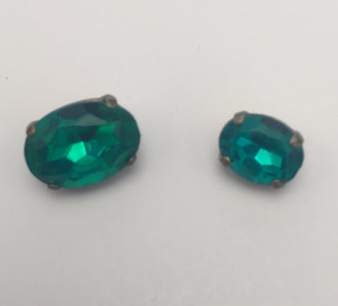 Green (silver shank) /  Oval  / Crystal