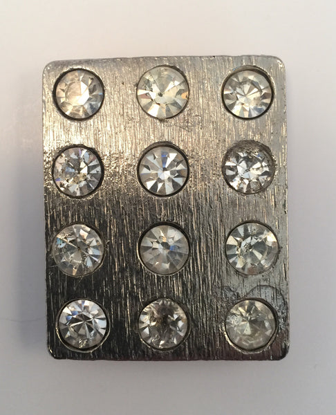 Rectangle Silver & Large Diamante Buckle (4cmx5cm)