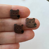 Brown Bear Head / Polyester / 2 Hole