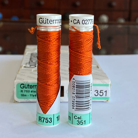 Dark Orange #351 - Gutermann Buttonhole Silk Twist / 10m spool