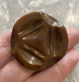 Bakelite / Brown Carved / Coat Button