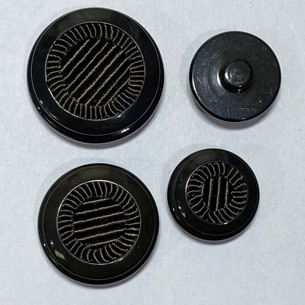Vintage Fabric and Plastic Button / Brown / Shank