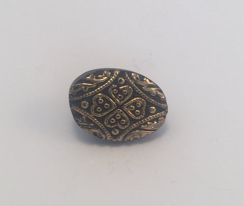 Black (Gold) / Oval / Embossed / Glass