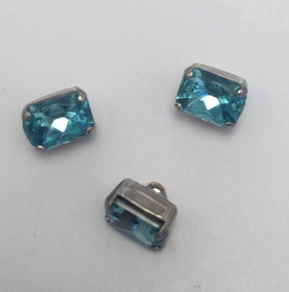 Aqua (silver shank) /  Rectangle  / Crystal