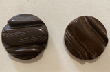 Bakelite / Brown Carved / Coat Button