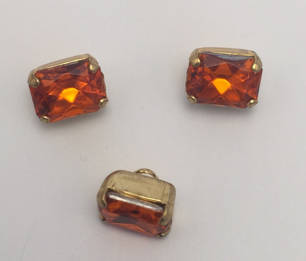 Orange (gold shank) /  Rectangle  / Crystal