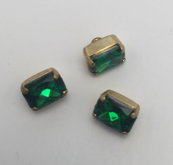 Green (gold shank) /  Rectangle  / Crystal