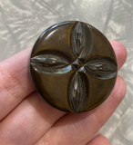 Bakelite / Brown Carved / Coat Button