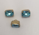 Aqua (gold shank) /  Rectangle  / Crystal